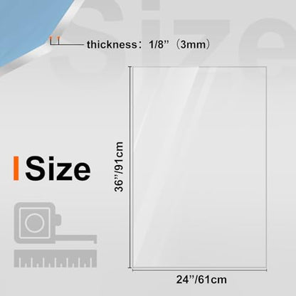 KINLINK 24x36 Plexiglass Sheets 1/8 inch Thick, 3mm Clear PET Plastic Sheet for DIY Project, Craft, Table top, Picture Frame, Acrylic Sign and Wedding Invitation 2 Pack - size: 24 x 36, 3mm