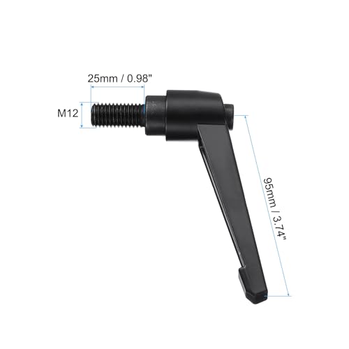 uxcell M12 x 25mm Handle Adjustable Clamping Lever Thread Push Button Ratchet Male Threaded Stud Knobs Locking Rotating Screw Handles Quick Release Bolt Black 2pcs - color: Black, size: M12 x 25mm