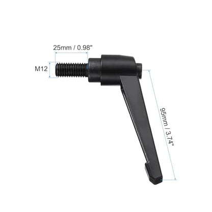 uxcell M12 x 25mm Handle Adjustable Clamping Lever Thread Push Button Ratchet Male Threaded Stud Knobs Locking Rotating Screw Handles Quick Release Bolt Black 2pcs - color: Black, size: M12 x 25mm