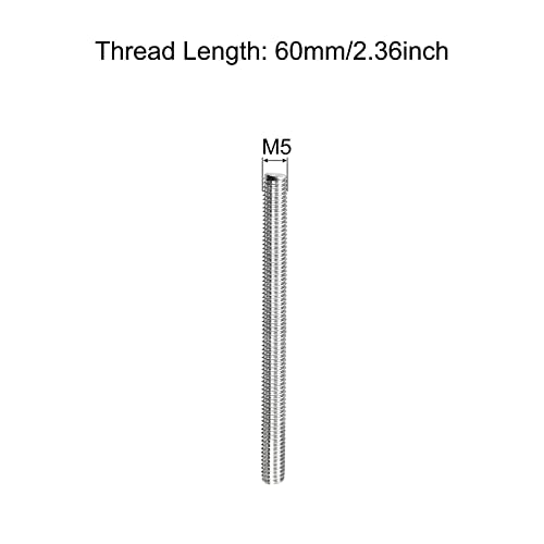 MECCANIXITY Fully Threaded Rod M5 x 60mm 0.8mm Thread Pitch 304 Stainless Steel Right Hand Threaded Rods Bar Studs 5 Pack - size: M5 x 60mm