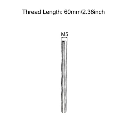 MECCANIXITY Fully Threaded Rod M5 x 60mm 0.8mm Thread Pitch 304 Stainless Steel Right Hand Threaded Rods Bar Studs 5 Pack - size: M5 x 60mm