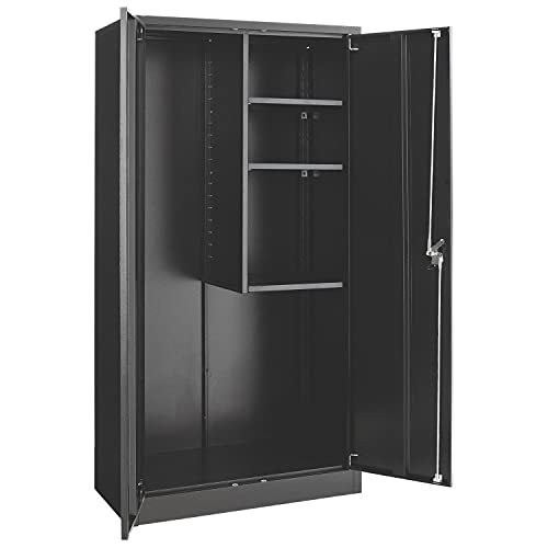 Global Industrial Janitorial Cabinet with Locking Recessed Handle, Black