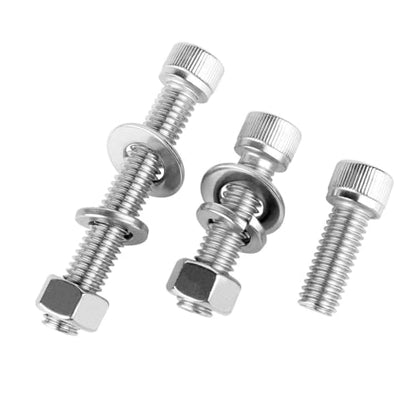3/8-16 x 1-1/2" Socket Head Cap Screws Allen Hex Bolts with Hex Nuts and Flat & Lock Washers, 304 Stainless Steel Machine Thread, 6Sets Silver - color: Silver, size: 3/8-16 x 1-1/2" (6Sets)