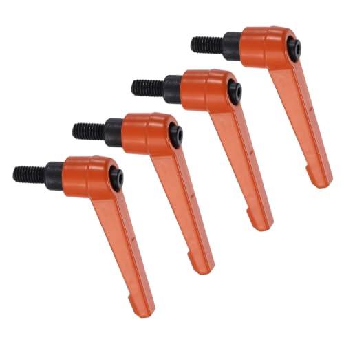 uxcell Clamping Lever Handles for Lathe, M6x12mm Male Thread Orange 4Pcs - size: M6x12mm