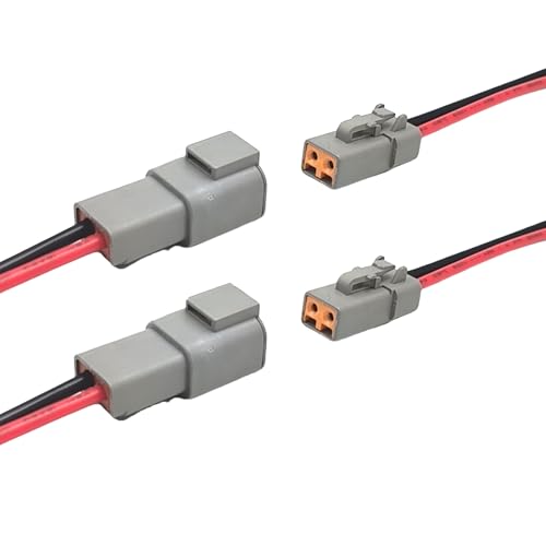 2 Sets DTP 2 Pin Waterproof Connector,Male and Female Electrical Connectors Wiring Harness 12 AWG Cable Wire for Car,Truck,Boats LED - style: 2Pins