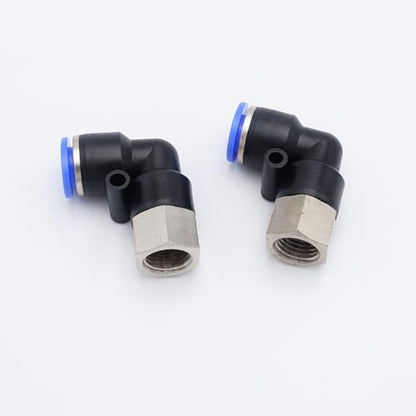Push to Connect Fitting 3/8" Tube OD x 1/4" FMNPT, Female Elbow - size: 1/4" FMNPT - 3/8" OD