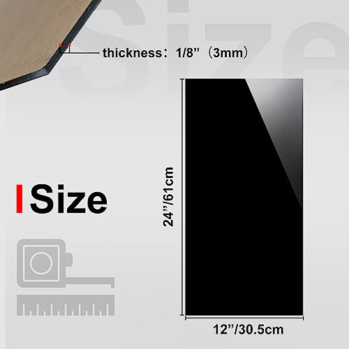 KINLINK 12x24 Acrylic Sheets, 1/8inch (3mm) Black Plexiglass Sheets, Black Plasitc Board with Protective Paper for DIY Project, Craft, Picture Frames, Sign, Weding invitaton, 4 Pack - color: Black, size: 12x24