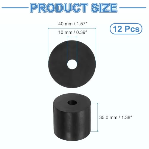 uxcell 12Pcs Rubber Vibration Isolation Washers 40mm OD x 10mm ID x 35mm T - size: 40mm OD x 10mm ID x 35mm Thick