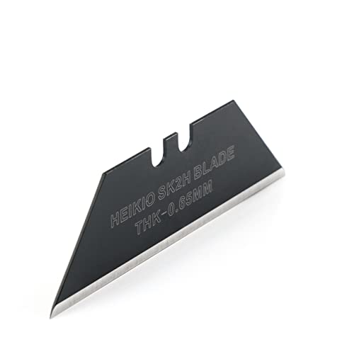 Utility Knife Blades, Pack of 10 Standard Replacement Blades for Heavy Duty Utility Knives and Box Cutters, Made of Black Carbon Steel, Thicker and Sharper than Normal Silver Blades