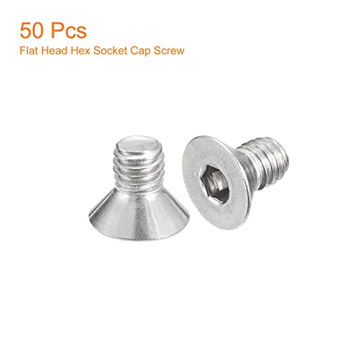 uxcell #10-32x5/16 Flat Countersunk Head Socket Cap Screws, 50Pcs 304 Stainless Steel Hex Socket Flat Head Screws, Full Thread, Countersunk Bolts - size: #10-32x5/16"