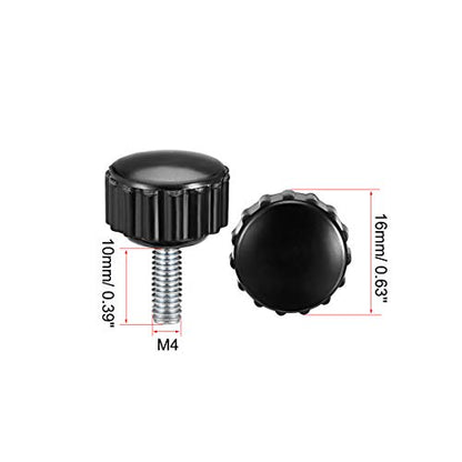 uxcell M4 x 10mm Metric Male Thread Knurled Clamping Knobs Grip Thumb Screw on Type Plastic Threaded Hand Bolt Knobs Black 12 Pcs - size: M4 x 10