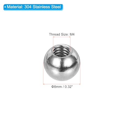 PATIKIL M4x8mm Ball Nuts Knob, 8 Pcs Female Thread 304 Stainless Steel Round Blind Hole Screw Cap Cover for Lighting Machinery DIY Decoration, Silver - size: M4x8mm