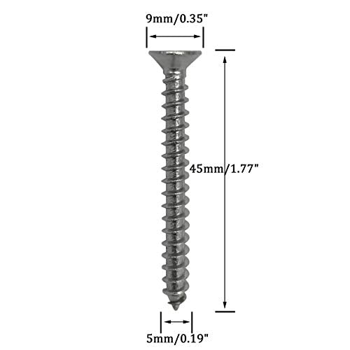 5 x 45mm Screw, Flat Head, Phillips Drive, Self Drilling, 304 Stainless Steel Drywall Wood Screws 50Pcs - size: 5 x 45mm
