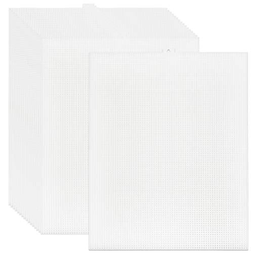 BUYGOO 20 Pack 7 Count Clear Plastic Mesh Canvas Sheets for Embroidery, Acrylic Yarn Crafting, Knit and Crochet Projects - 10.5'' x 13.5''