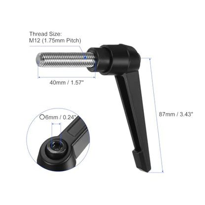 uxcell 2pcs Clamping Lever Handles, M12 x 40mm 304 Stainless Steel Threaded Male Stud, Adjustable Handles Locking Quick Release Ratchet Push Button Bolt Knobs, Black - size: M12 x 40mm