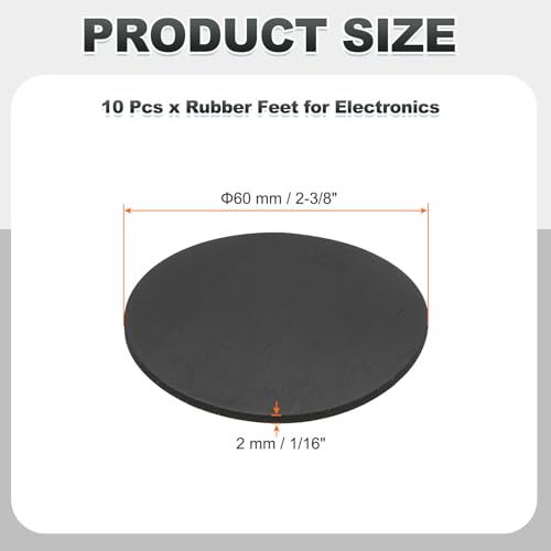 PATIKIL Non Slip Furniture Pads 2-3/8" (60mm x 2mm), 10 Pcs Adhesive Backed Round Rubber Feet Anti-Scratch Rubber Furniture Grippers for Hardwood Floor Electronics Bed Drawers DIY - size: 60mm x 2mm