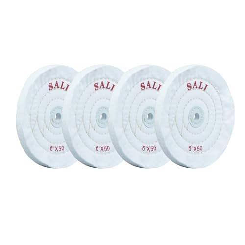 SALI 4 Pack Polishing Wheel for Bench Grinder Buffing Wheel 6 inch White Cotton (50 Ply) for Buffer Polisher Fine Polish Pad 1/2'' Arbor Hole - style: Soft