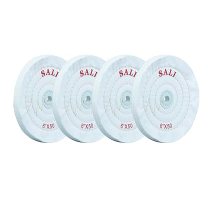 SALI 4 Pack Polishing Wheel for Bench Grinder Buffing Wheel 6 inch White Cotton (50 Ply) for Buffer Polisher Fine Polish Pad 1/2'' Arbor Hole - style: Soft