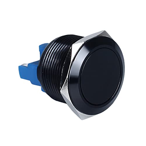 1pc 22mm Latching Metal Push Button Switch Waterproof IP66 Anti-Vandal IK09 for 7/8" Mounting Hole Screw Terminals 12V 24V 36V DC 110V 250V AC 5A 1NO Aluminium Alloy Black Shell - color: Black, size: 22mm 1pc
