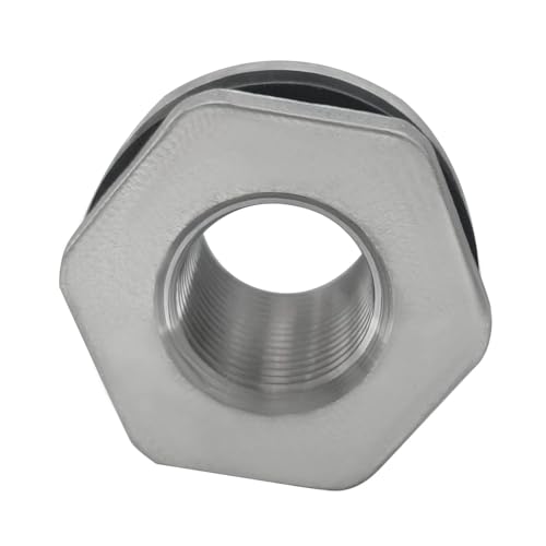 304 Stainless Steel Bulkhead Water Tank Fitting 3/4" Female Thread Compression Bulkhead Connector Thru-bulk Adapter with Gaskets for Bathtub and Sink (Pack of 2) - size: 3/4 Inch