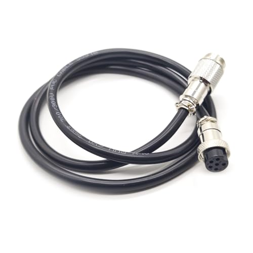 3.28 ft GX20 6 Pin Male to Female Cable, GX20 6Pins Female to Male Head Aviation Cordset Electrical Connector Panel Mount Circular Metal Adapter Cordset for Ships 5A 200V 18AWG (1meter) - size: GX20 6Pin