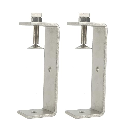Stainless Steel C Clamps Small 5 Inch for Mounting, Heavy Duty U Clamps for Metal Working, Desk Clamp with Stable Wide Jaw Opening & Protective Pads/I-Beam Design (2pcs) - color: 5 3/16 In-2pcs-132mm