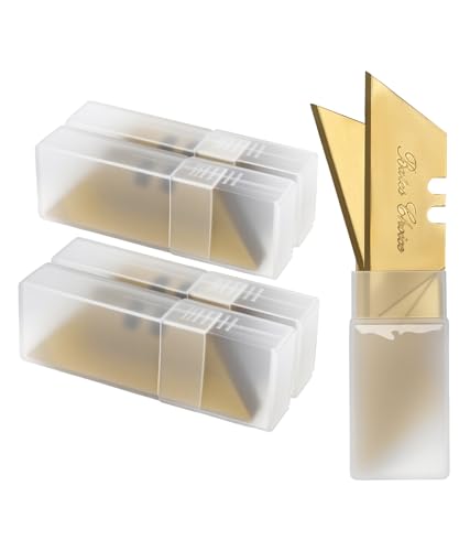 Bates- Utility Knife Blades, 40 Pack with Plastic Case, Gold, Titanium Plated, Standard Size Replacement Blades for Box Cutter, Razor Knife Refills - color: Titanium in Boxes, size: 40 Pack
