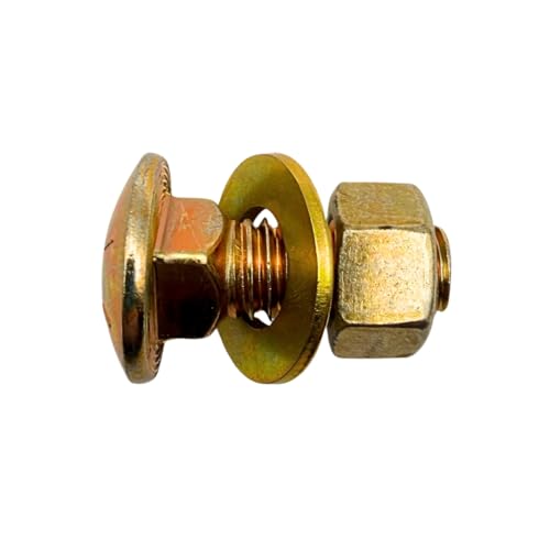 3/8"-16 x 1 Grade 8 Carriage Bolts (4-Pack) – Heavy-Duty Coarse Bolts Includes Flat Washers & Nuts – Round Head Square Neck SAE 1.0" for Machinery & Construction - size: 3/8" x 1" Standard Nut