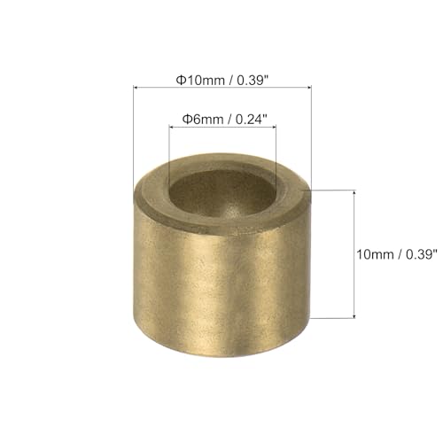 uxcell 12pcs Sleeve (Plain) Bearings 6mm Bore x 10mm OD x 10mm Length, Self-Lubricating Sintered Bronze Bushings - size: 6mm Bore x 10mm OD x 10mm Length