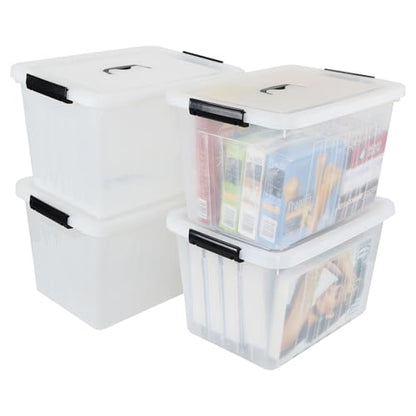 Zopnny 25-Qt Clear Plastic Storage Bin with Lid and Handles, 4-Pack - size: 25 Quart