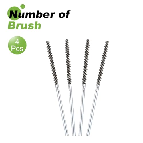 HARFINGTON 4pcs Wire Bore Brush Set 7 Inch Length 5/16 Inch Shank Stainless Steel Bristles Cleaning Brush for Clean Car Part Tube Kitchen Garage - size: 7 x 5/16 Inch