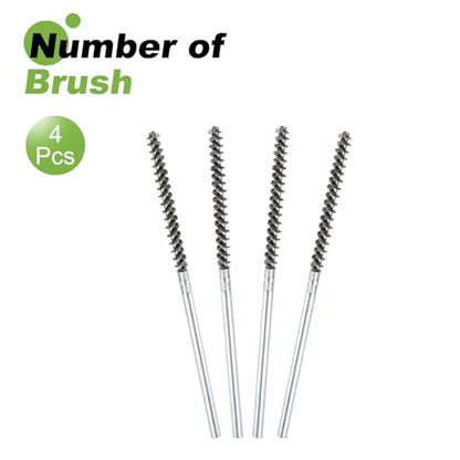 HARFINGTON 4pcs Wire Bore Brush Set 7 Inch Length 5/16 Inch Shank Stainless Steel Bristles Cleaning Brush for Clean Car Part Tube Kitchen Garage - size: 7 x 5/16 Inch