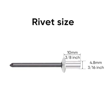 ALLCLEAN 120Pcs 3/16" x 3/8" Closed End Aluminum Blind Rivets with Steel Mandrel,4.8 x 10mm Pop Rivets Dome Head (Grip 0.25-0.375 Inch) - size: 3/16"×3/8"(4.8×10mm)