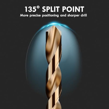 60Pcs(#1-60) Cobalt Number Size Drill Bit Set HSS Jobber Length - size: 60pcs Number Size, #1-60