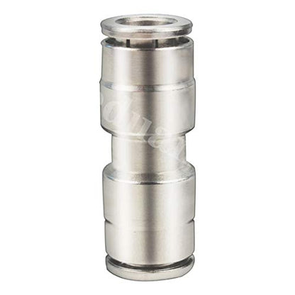 Beduan Push to Connect Fitting 1/4" OD Nickel-Plated Copper Pneumatic Air Fitting Straight Union Tube Connector (Pack of 2) - size: 1/4" OD, style: 2 Pieces