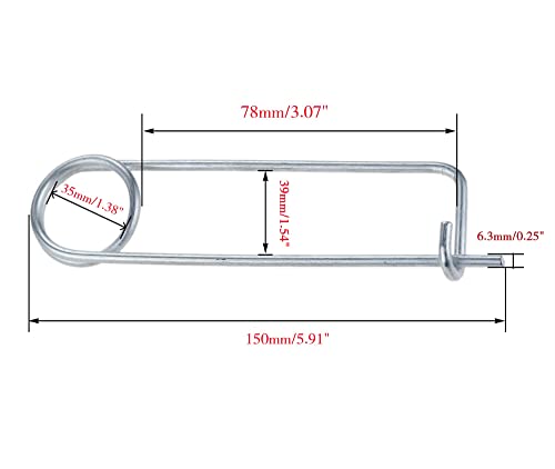 2PCS Steel Brooch Shape Cotter Safety Pins, Spring Pin Quick Lock Brooch Locking Fastener for Farm Lawn Garden Hitch -8Sizes (Size: 6.3*78*35mm 2PCS/Set) - size: Size: 6.3*78*35mm 2PCS/Set
