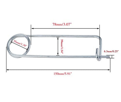 2PCS Steel Brooch Shape Cotter Safety Pins, Spring Pin Quick Lock Brooch Locking Fastener for Farm Lawn Garden Hitch -8Sizes (Size: 6.3*78*35mm 2PCS/Set) - size: Size: 6.3*78*35mm 2PCS/Set