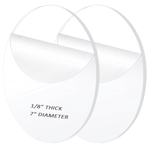 2 Pieces 1/8" Clear Circle Acrylic Sheet, 7 Inch Diameter Plexiglass Sheet, Round for Cake Discs, Plexiglass Table Top, Acrylic Backdrops and DIY Display Projects Craft - size: 7 Inch Diameter, 1/8" Thick