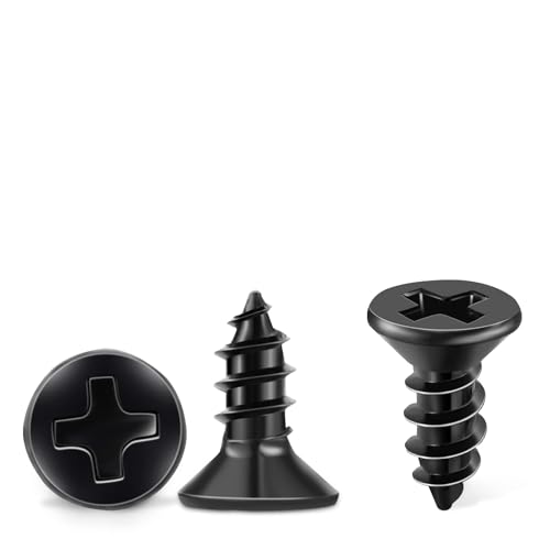 100 PCS #4 X 5/8 inch Stainless Steel 18-8 (A2) Wood Screws, Black Coated Flat Head Phillips Full Threaded 0.63" Length Small Screw by TPOHH - size: #4 X 5/8 inch