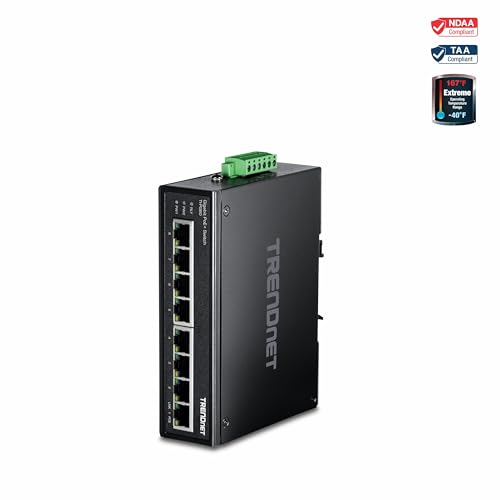 TRENDnet 8-Port Industrial Gigabit PoE+ DIN-Rail Switch, TI-PG80 - style: 8 Port Switch