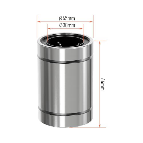 4PCS LM30UU Linear Ball Bearings, 30mm Bore Dia, 45mm OD, 64mm Length with Double Side Rubber Seal Linear Rail for CNC,3D Printer - size: LM30UU Size 30x45x64mm