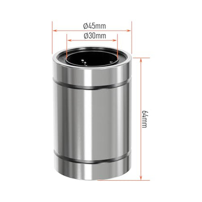 4PCS LM30UU Linear Ball Bearings, 30mm Bore Dia, 45mm OD, 64mm Length with Double Side Rubber Seal Linear Rail for CNC,3D Printer - size: LM30UU Size 30x45x64mm