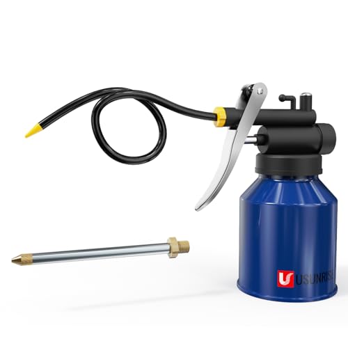 Oil Can Pump Heavy Duty Pistol Type Oiler with Metl & Flexible Spout (Blue) - color: Metalic