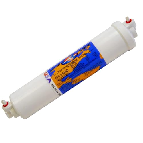 IPW Industries Inc-Omnipure - (K2505-SS) - 10" x 2" Sediment Inline Filter - 5 Micron 1/4" Quick Connect 90° Elbows/Single