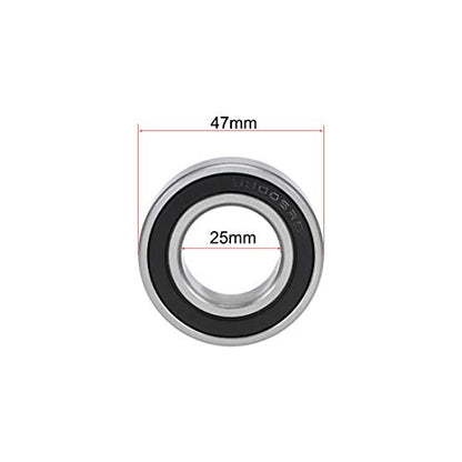 uxcell 63005-2RS Deep Groove Ball Bearings 25mm x 47mm x 16mm Double Sealed Chrome Steel Z2 ABEC1 2pcs - size: 25x47x16mm