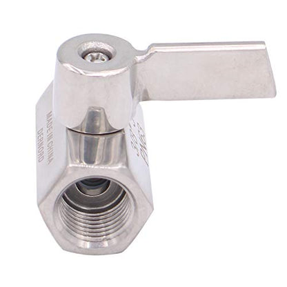 DERNORD Mini Ball Valve Stainless Steel 3/8" Female&Female NPT Thread (Pack of 2) - size: 3/8 Inch, style: Pack of 2