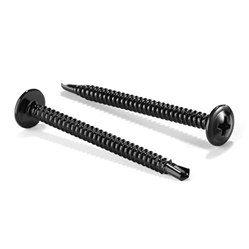 #8 x 2 Sheet Metal Screws 100Pcs 410 Stainless Steel Truss Head Fast Self Tapping Screws Black Oxide by SG TZH - color: Black, size: #8 x 2"