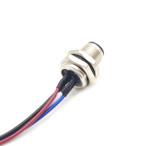 2Pcs M12 4 Pin A Code Male Connector Cable, IP67 Waterproof Back Mount Cable UnShielded Straight Aviation Socket Electrical Cable Sensor Receptacle 250V 4A (0.5Meter/1.64ft) - size: Male