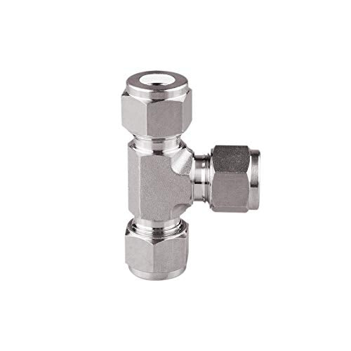 Beduan Pneumatic Stainless Steel 5/16” Compression Fittings Tee Let-Lok Adapter Tube Connector - size: 5/16"