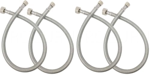 [4-Pack] PROCURU 24-Inch (2Ft) x 3/8" Comp x 1/2" FIP Faucet Hose Connector, Braided Stainless Steel Supply Line, Certified Safe (9SF24-2P) - size: 24 Inch (Pack of 2)